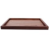 OFFIGAM 黒胡桃木製長方形バスルームトレイ 多機能カウンタートップ収納トレイ 化粧品 ジュエリー タオル整理用 家用装飾トレー