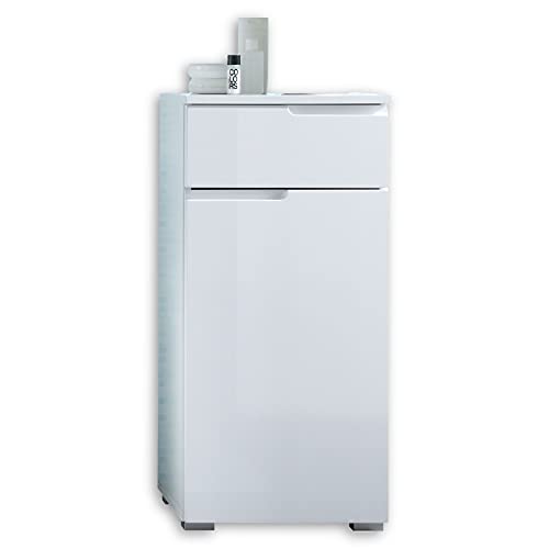 Stella Trading SPICE Badezimmer Kommode mit Schublade in Weiß Hochglanz -...