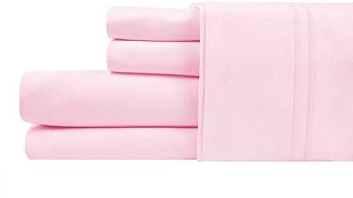 1000 Thread Count 100% Cotton OEKA TEX Certified, King Size Bed Sheet Set Super Soft Sheets 16-Inch Deep Pocket Wrinkle, Fade, Stain Resistant and Hypoallergenic-4 Piece(King,Blush Pink)