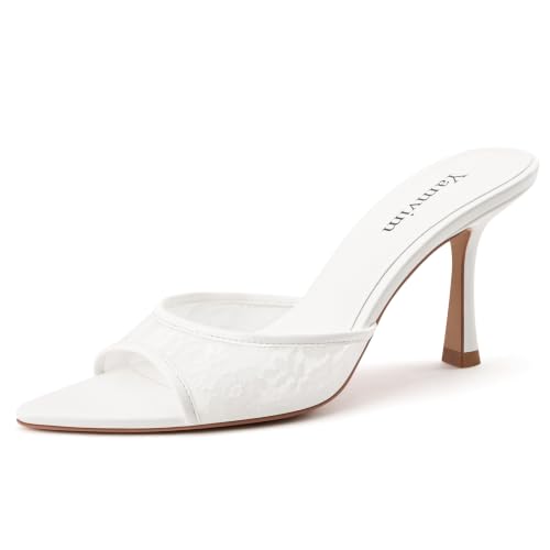 Image of Heel Mules for Women Pointed Open Toe High Heel Sandals