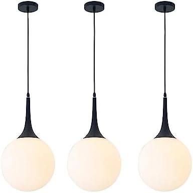 Adjustable Circular White Glass Kitchen Island Light with E27 Base - Stylish Chandelier for Bedroom, Corridor, Entrance, Modern Home Decor