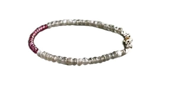 Garnet grey moonstone beads bracelet haut de gamme en gemmes facettées LKBEADS