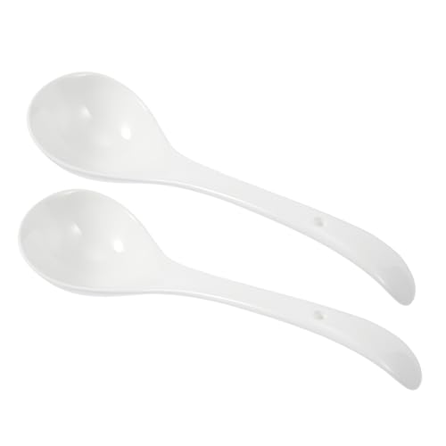 Cabilock 1 Set Extra White Porcelain Soup Spoons Versatile Kitchen Utensils for Serving Soup Porridge Appetizers and Desserts Scratch Resistant Design