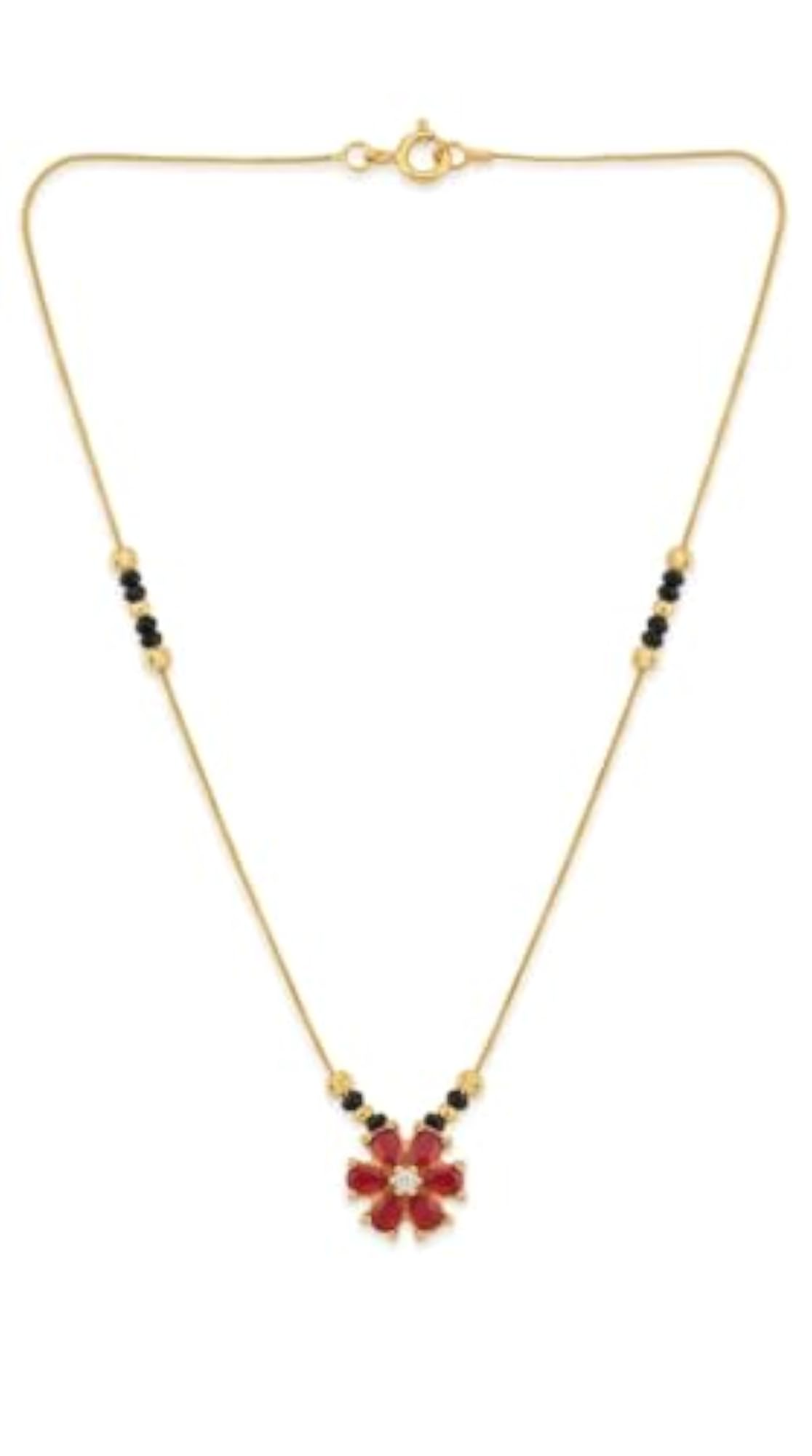 Women's Invisible Gold-Toned Mangalsutra with Black Beads