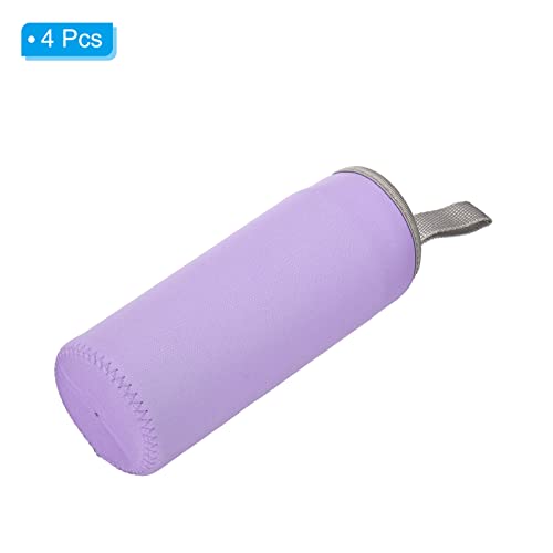 PATIKIL 65mmx180mm Water Bottle Sleeve, 4 Pack Neoprene Insulated Bottle Bag Holder Carrier Pouch with Finger Strap, Light Purple - Image 3