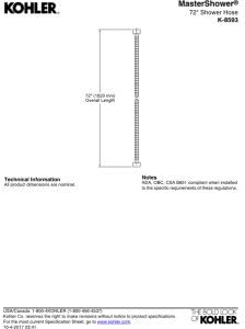 KOHLER K-8593-CP MasterShower 72-Inch Metal Shower Hose, Polished Chrome