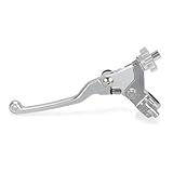 Palanca Freno Motocicleta para Kawasaki para KX250R para KX300 para KX450 para KX450SR Manillar Palanca de Embrague Percha de manija Motocicletas(Long Lever Silver)
