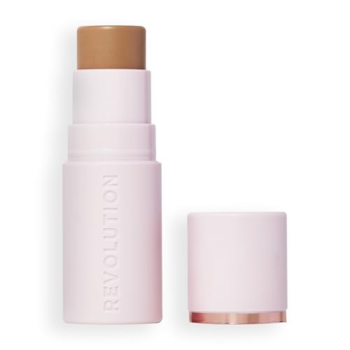 Revolution Beauty London, Skin Silk Bronzer Stick, Buildable Color for Cheek, Eye, & Lip, Cream-to-Powder Formula, Vegan & Cruelty-Free, Light Sunkissed, 0.15 oz