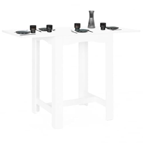 IDMarket Dona - Mesa alta extensible para bar (2 a 4 personas, 65 – 130 cm), color blanco