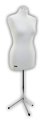 Busto textil Luccesi blanco crema con base trípode cromada para alta costura y moda 6