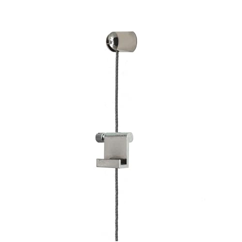 PHS Adjustable Picture Hanging System - Bullet Hanger with Steel Cable & Gallery Hooks - Art Hanging System - Art Cable Supports 25 lbs - No Track Needed
