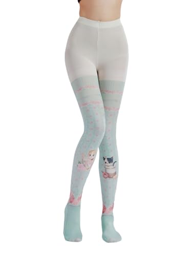 Image of Sahabowi Women's Sheer Tights, Digital Print Designs Stockings