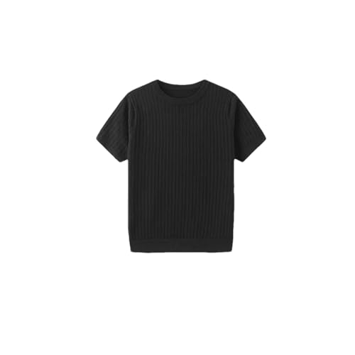 T-shirt tricoté à manches courtes mode homme col rond vêtement été en maille douce décontractée