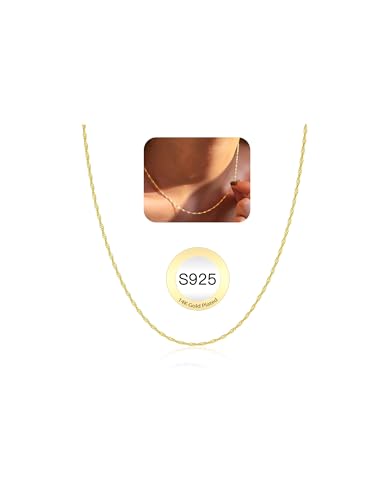 HARJJME Kette Silber 925 Damen Frauen 14K Vergoldete Chain Halskette Silberkette 925 Ohne Anhänger Gold Silber Singapurketten Charm Choker Wasserfest Stapelbare Schmuck Geschenke HARJJME Kette Silber 925 Damen Frauen 14K Vergoldete Chain Halskette Silberkette 925 Ohne Anhänger Gold Silber Singapurketten Charm Choker Wasserfest Stapelbare Schmuck Geschenke