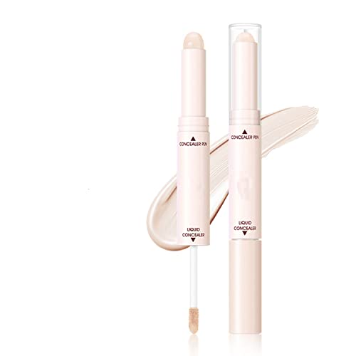 Concealer Stick Set, Double-head Liquid Concealer Pen Waterproof Longlasting Contour Stick Natural Coverage Oil-free Corrector Concealer Crayon for Face Eye Dark Circles Spot Acne Scar Cover (Ivory)