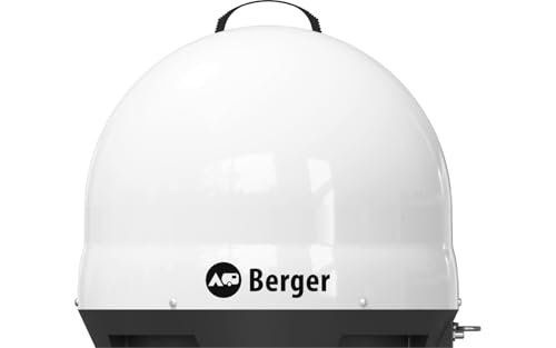 BERGER Move 3.0 Mobile Satelliten-Antenne | Parabolantenne für Satellitenempfang | Portable Outdoor Camping SAT - Antenne weiß