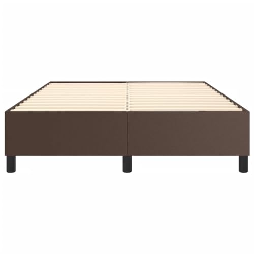 Eleganz Bettgestell 140x200 cm Braun Kunstleder - Modernes Bettgestell für Schlafzimmer, Lederbett mit stabilen Füßen und Leichter Montage - Ideal für kleine Räume