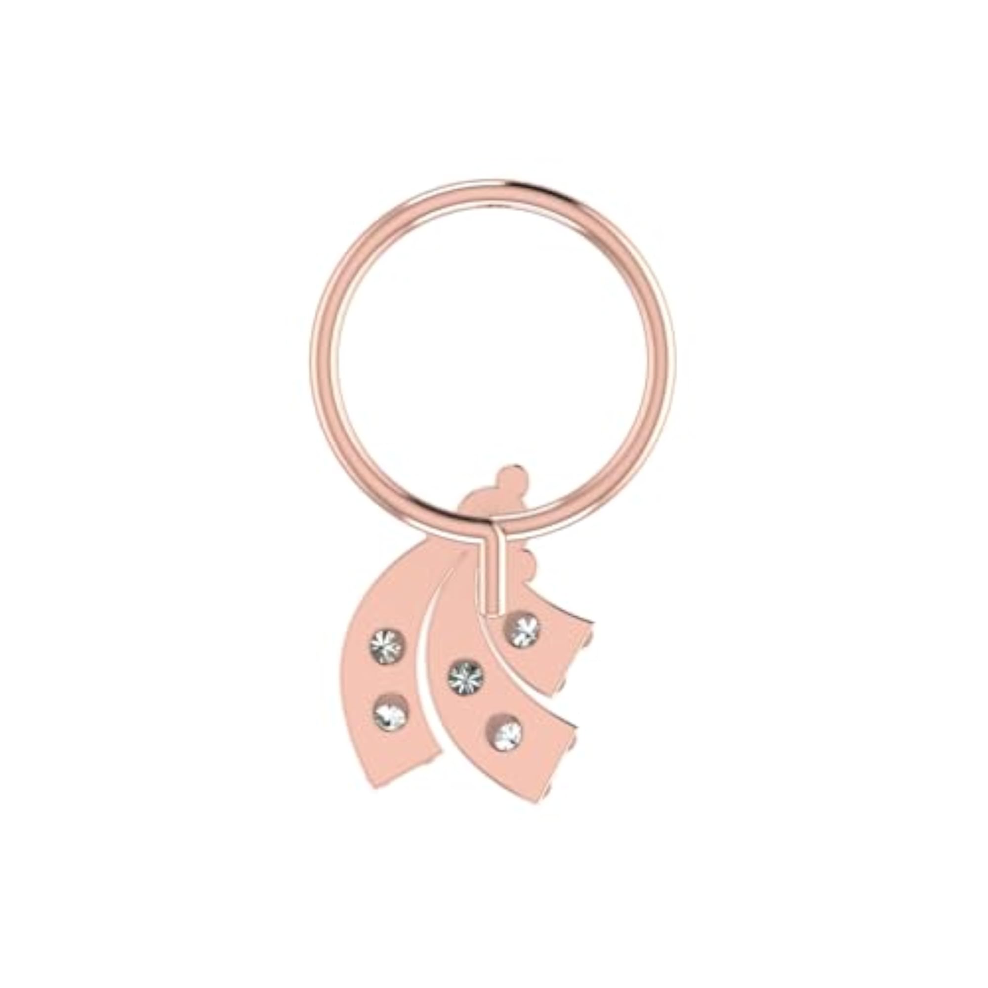 Women's 14Kt Rose Gold Stud Nose Ring, Elegant