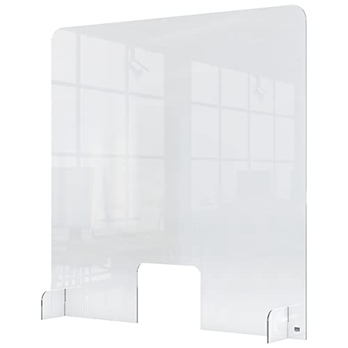 Nobo Plexiglass Acrylic 1 m Counter Divider, Partition Barrier With Transaction Window, 700 x 850 mm, Clear, 1915488