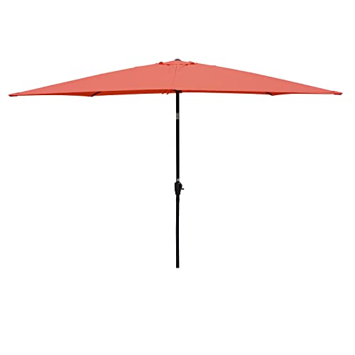 Royard Oaktree 6x9ft Patio Umbrella, Outdoor Rectangular Market Umbrella with Crank and Push Button Tilt, Outside UV Protection Sun Shade Table Umbrella for Garden Lawn Backyard Poolside, Brick red