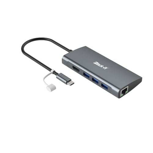 Image of Black-R Amazon USB C Hub, with Ethernet RJ45 8-in-1 USB Type C Hub with 4K HDMI Power Delivery SD /TF Card Reader Multi USB Port for Laptop and Other Type C Devices MacBook Pro M1 M2 M3 M4