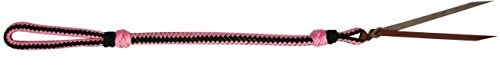 Showman Braided Nylon Quirt Wrist Loop w/Leather Popper (Pink/Black)