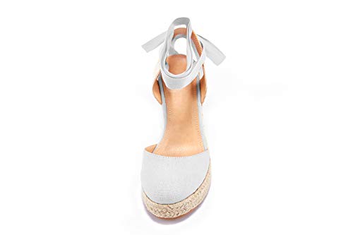 Image of FISACE Womens Summer Espadrille Heel Platform Wedge Sandals Ankle Buckle Strap Closed Toe Shoes