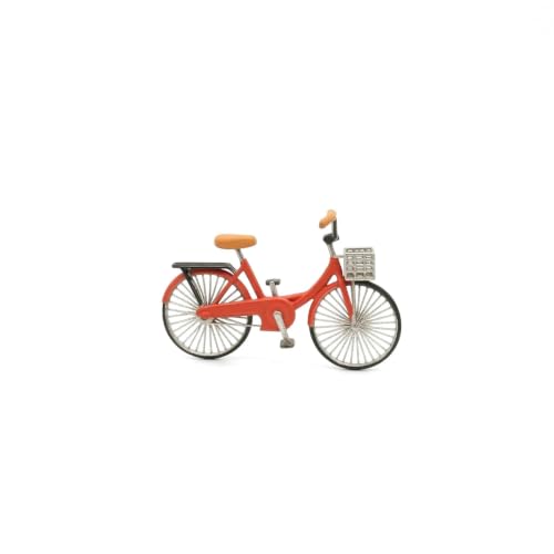 Miniatura de bicicleta roja de metal con canasta delantera ideal para regalar a ciclistas