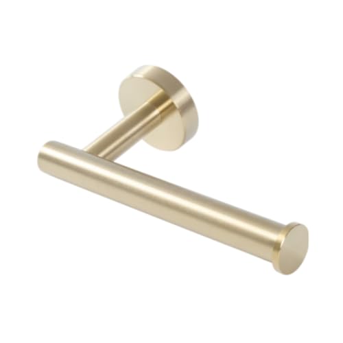 Sherlam Toilet Roll Holder Wall Mounted Rustfree Waterproof SUS 304 Stainless Steel Toilet Roll Holder Screw Mount Paper Loo Roll Holder Sturdy Tissue Toiletroll Holder - With Fixtures & Manual (Gold)