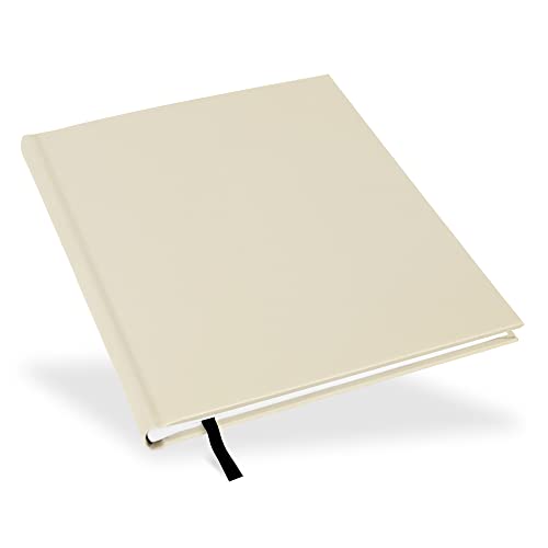 Marthiesens® Edles Gedenkbuch in champagne, wattiertes Hardcover, 50 Blatt (100 Seiten) hochwertiges Papier, zum Eintragen von Beileidsbekundungen, Format 21 x 25 cm, wahlweise mit Prägung Cover