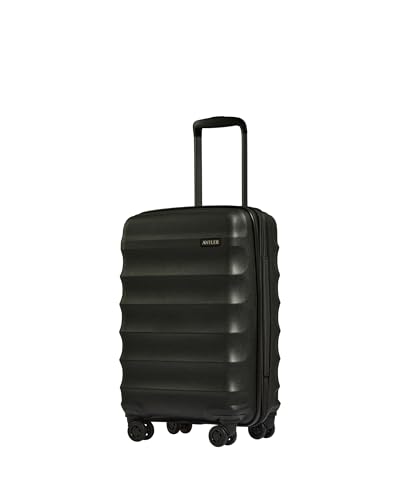 ANTLER - Juno Hard Shell Cabin Suitcase 56x35x25.5cm 42L Lightweight & Expandable 4 Spinner Wheels - Adjustable Handle Carry On Luggage Approved by easyjet & British Airways TSA Lock - Black