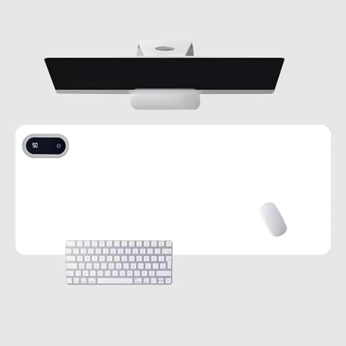 Tapis de souris chauffant électrique 60x36 cm blanc avec écran LCD et température réglable