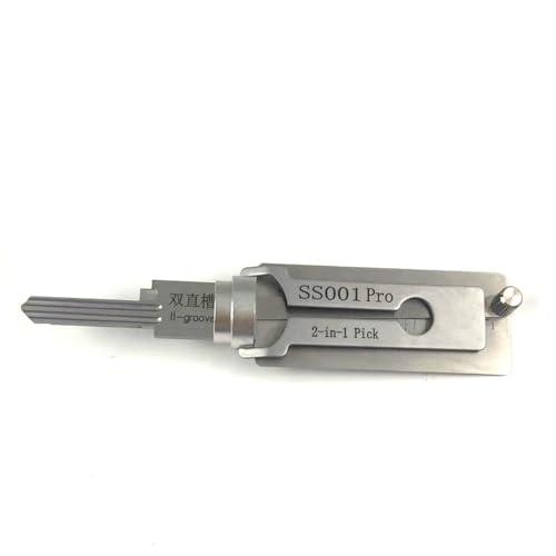 SS001 Tools Dietrich-Werkzeug für Doppel-Rillen-Türschloss, Pro 2-in-1 Decoder und Pick-Werkzeuge, Silber