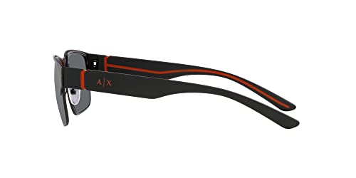 Armani Exchange A|X Mens AX2046S Rectangular Sunglasses, Matte Black/Light Grey Mirrored Black, 57 mm4