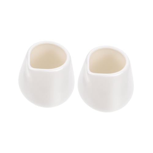 Mikinona 2pcs Ceramic Milk Cup Small Gravy Jug Coffee Creamers Soy Sauce Container Coffee Sugar Cups Milk Boat White Dinnerware Cream Pitcher Pourer White Coffee Sauce Containers Ceramics