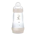 MAM Biberon Easy Start 260 ml, Biberon anticolica per allattamento misto, Riduce le bolle d'aria e il rischio di coliche, Accessori neonati 2+ mesi autosterilizzanti e con tettarella misura 2, Beige