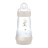 MAM Biberon Easy Start 260 ml, Biberon anticolica per allattamento misto, Riduce le bolle d'aria e il rischio di coliche, Accessori neonati 2+ mesi autosterilizzanti e con tettarella misura 2, Beige