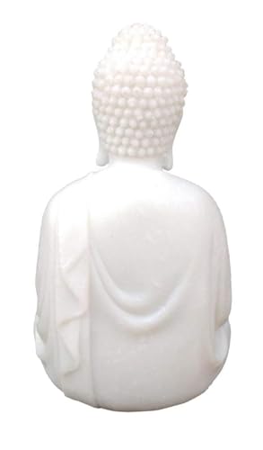 Image of New Handcrafted Dhyan Buddha Statue Aquarium Pond Fountains and Water or Fish Tank Meditation Buddha Statue Lord Figurine Idol Gift Items (White)