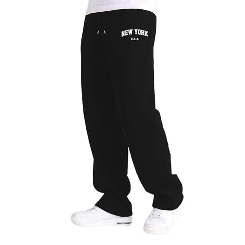 Boys Sweatpants Kids New York Letter Print Joggers Pants Drawstring Elastic Waist Wide Leg Sweatpants Casual Loose Pants