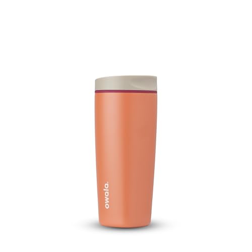 Image of Owala SmoothSip Slider Insulated Stainless Steel Coffee Tumbler, Reusable Iced Coffee Cup, Hot Coffee Travel Mug, BPA Free 20 oz, Campfire Nights