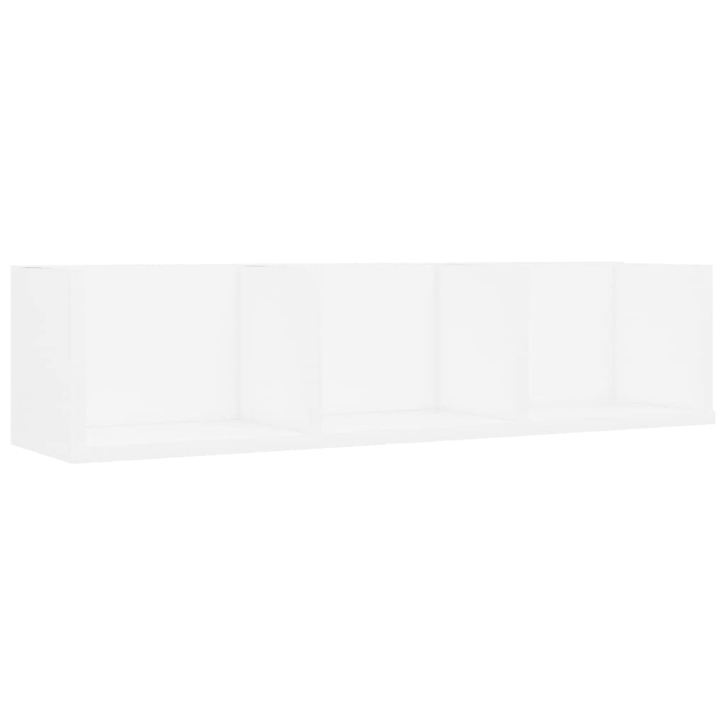 Mensola da parete per CD, 75 x 18 x 18 cm, moderna scaffale per DVD con 3 scomparti, robusta mensola da parete in legno per collezione musicale e dischi in vinile, salvaspazio