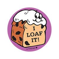 I Loaf It!/Raisin Bread Scent Retro Scratch 'n Sniff Stinky Stickers by TREND; 24 Seals/Pack - Authentic 1980s Designs!