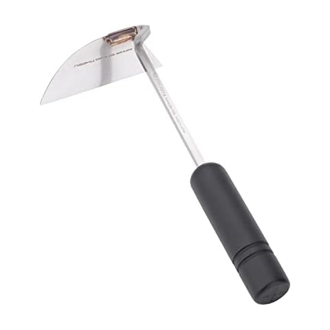 Nisaku NJP100 Nejiri Gama Handheld Weeder-Scraper-Hoe, Japanese 4 Blade Width, 4.5-Inch Lacquered Beech, Stainless Steel/Black-Wood Handle Cover
