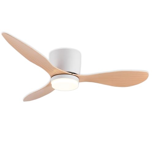 Ventilador de Techo Silencioso con Luz LED 30W, Lámpara Ventilador 106cm con Motor DC, 6 Velocidades y Función Memoria, Mando a Distancia, Ideal para Dormitorio y Salón(Madera Clara)