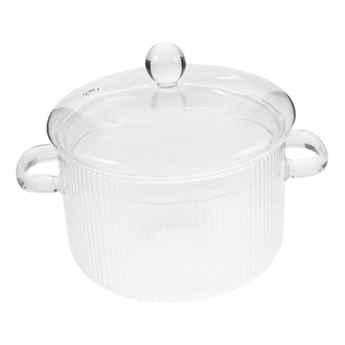 Toyvian Olla de Vidrio con Tapa Cacerola de Borosilicato con Asas Seguras para Cocina Lenta para Sopas Leche y Comida para Bebés Cocinas Pequeñas