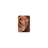 Morfetto 4 Paires Ear Cuff Or pour Femme Faux Piercing Oreille Conch Réglable Sans Trou Percage Plaqué Or 14K Faux Hélix Cartilage Hypoallergénique Clip Manchons d'Oreille Avec Boîte Chunky Or