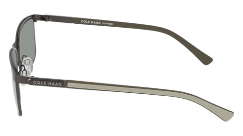 COLE HAAN Men's CH6087 Polarized Rectangular Sunglasses, Gunmetal, 56/17/1403
