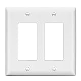 LIDER Matte Finish Double Decorator Switch Cover, 2 Gang Outlet Wall Plate, Mid-Size 2-Gang 4.88' x 4.92', Unbreakable Polycarbonate Thermoplastic, UL Listed, LWP-32M-W, White