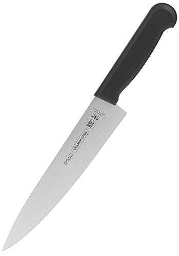 Image of TRAMONTINA Professional Meat /Chef Knife 20 cm | Stainless Steel Sub-Zero Treated Blade | Antimicrobial Black Polypropylene Handle | Heavy-Duty Butcher & Meat Processing Knife