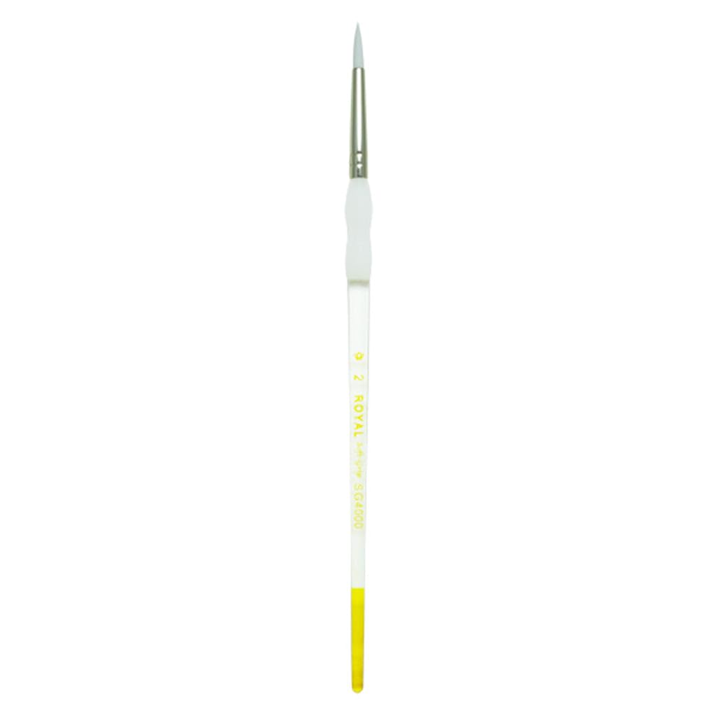 Omnia Silver,White,Yellow Royal Soft-Grip Series Sg4000 White Taklon Round (Size 4)